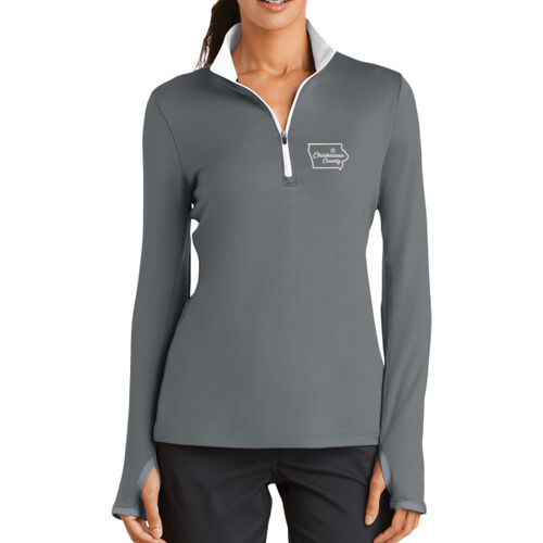 Chickasaw Court House - Ladies Dri FIT Stretch 1/2 Zip Cover Up - White Thumbnail