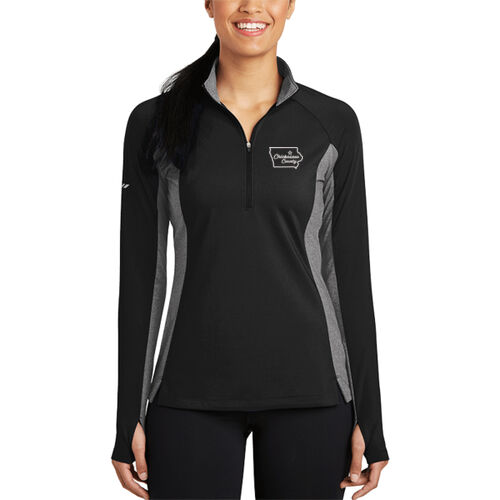 Chickasaw Court House - Ladies Sport Wick ® Stretch Contrast 1/2 Zip Pullover - White Thumbnail